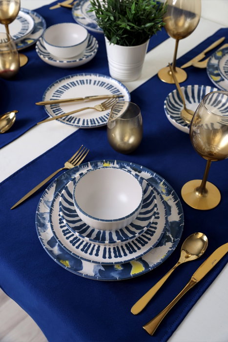 Hermia X0001698000000000000000000 Vajilla de Gres Cerámico 24 Piezas Azul y Blanco